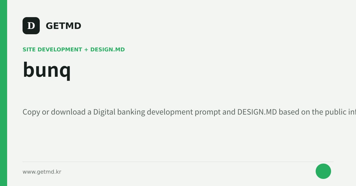 bunq website prompt and DESIGN.MD