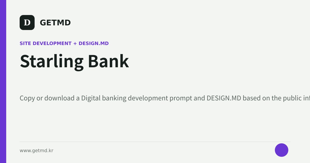 Starling Bank website prompt and DESIGN.MD
