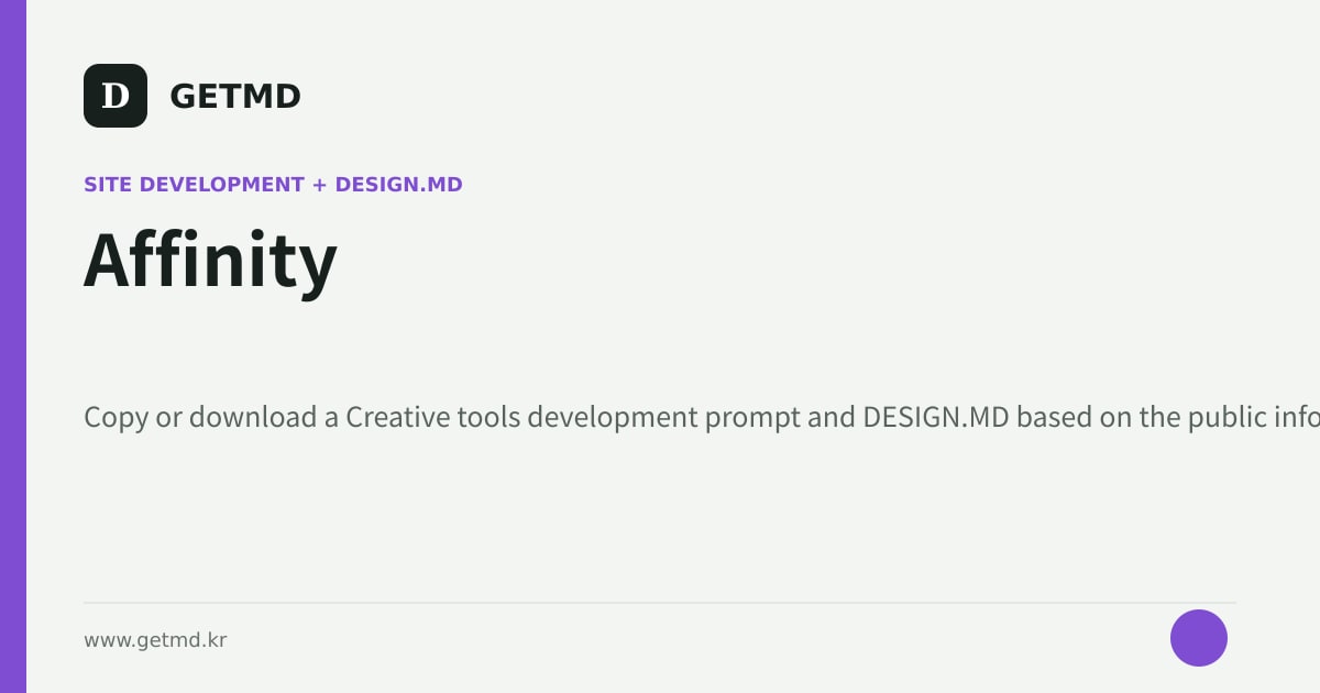 Affinity website prompt and DESIGN.MD