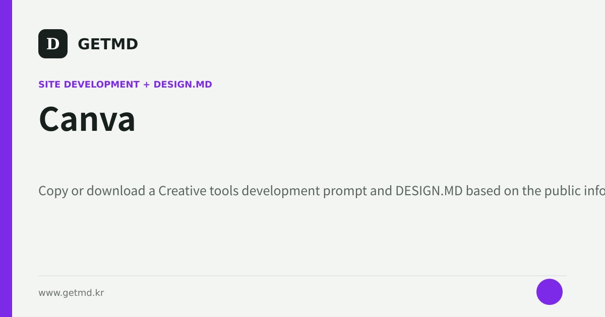 Canva website prompt and DESIGN.MD