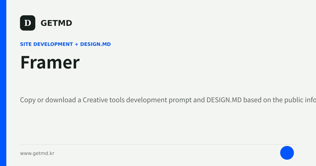Framer website prompt and DESIGN.MD