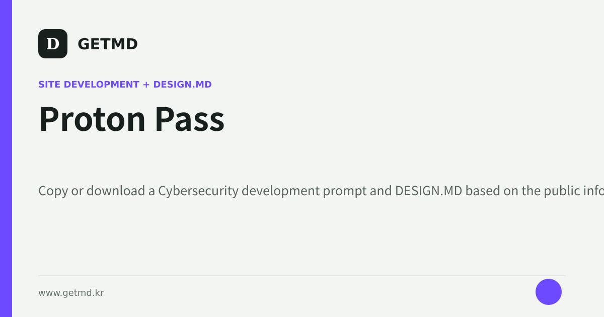 Proton Pass website prompt and DESIGN.MD