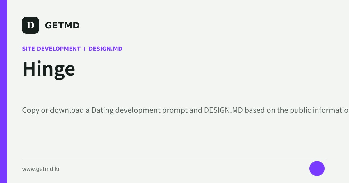Hinge website prompt and DESIGN.MD