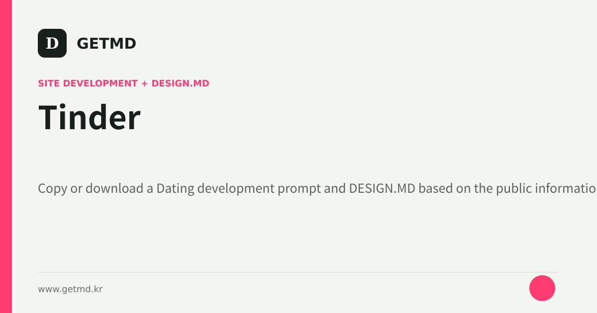 Tinder website prompt and DESIGN.MD