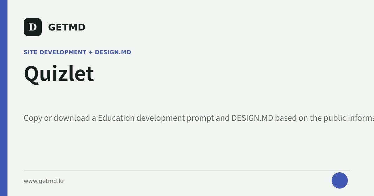 Quizlet website prompt and DESIGN.MD