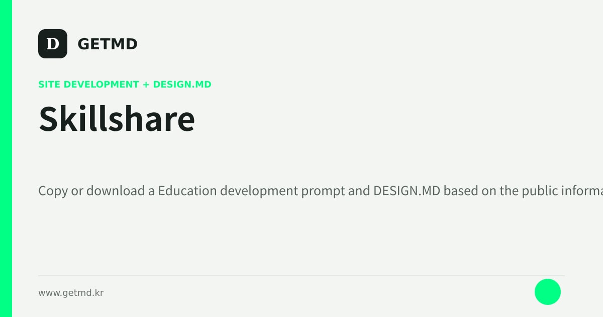 Skillshare website prompt and DESIGN.MD