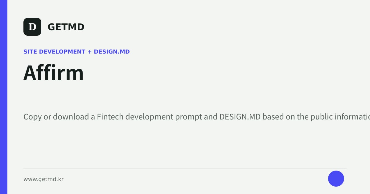 Affirm website prompt and DESIGN.MD