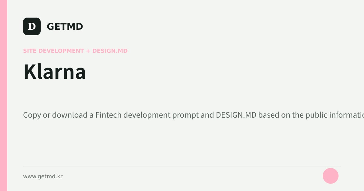 Klarna website prompt and DESIGN.MD