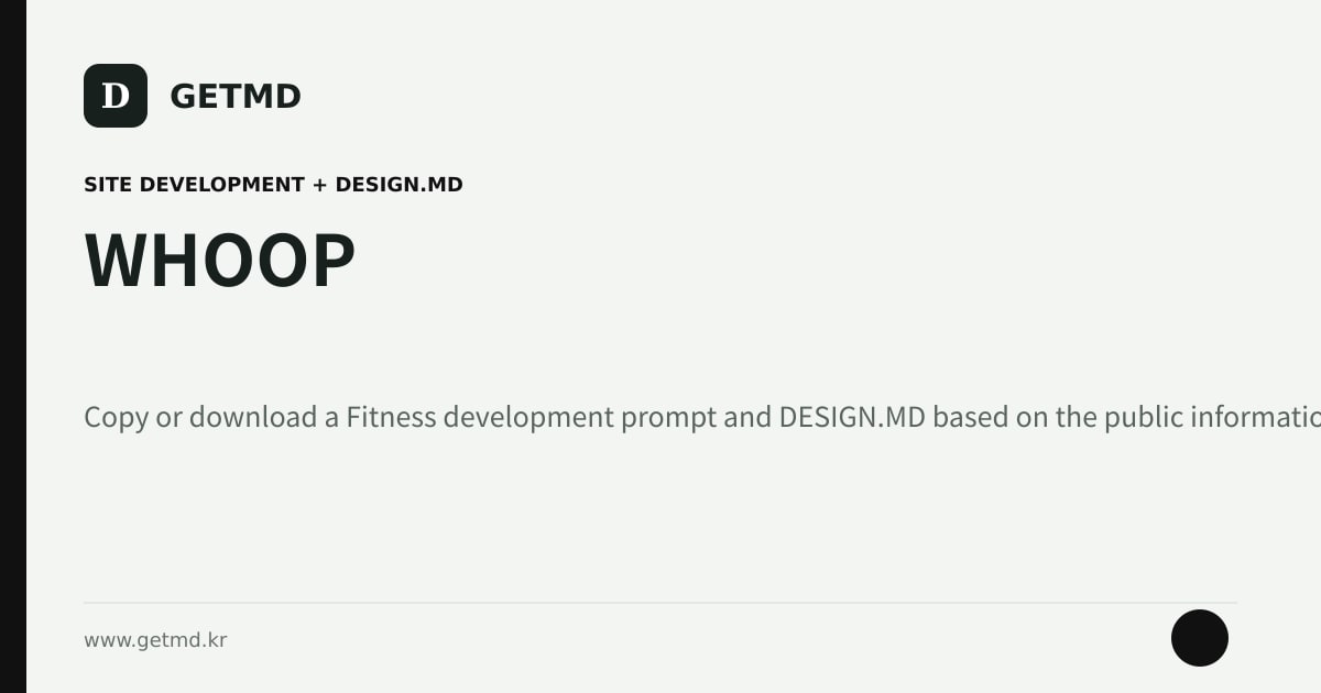 WHOOP website prompt and DESIGN.MD