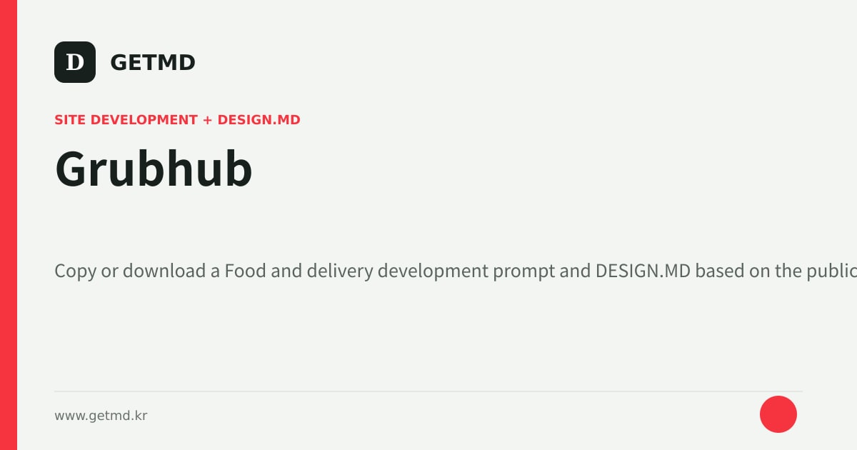 Grubhub website prompt and DESIGN.MD