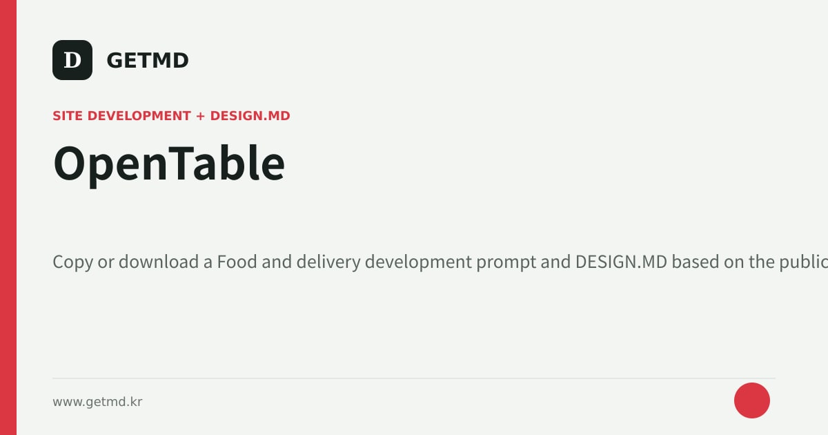OpenTable website prompt and DESIGN.MD