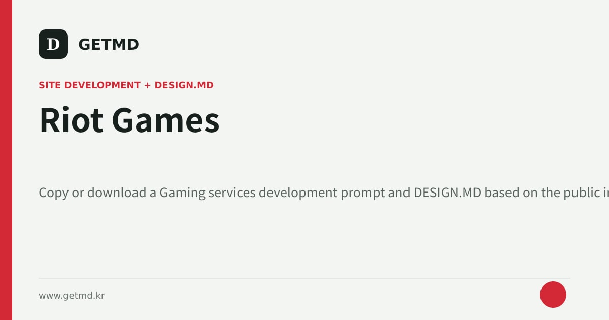 Riot Games website prompt and DESIGN.MD