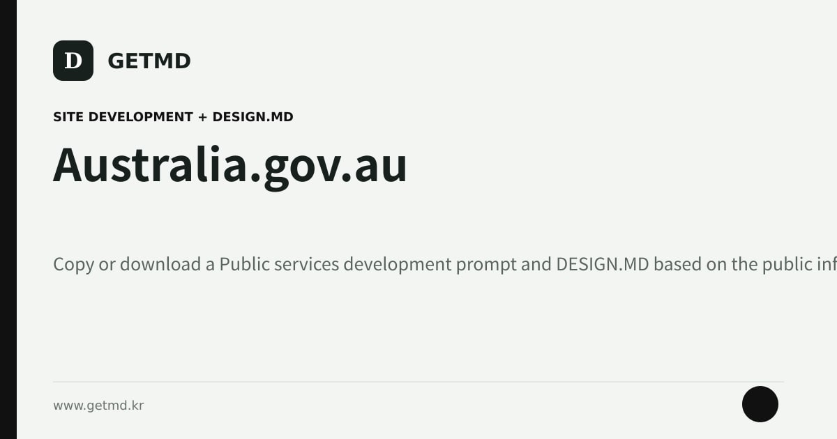 Australia.gov.au website prompt and DESIGN.MD