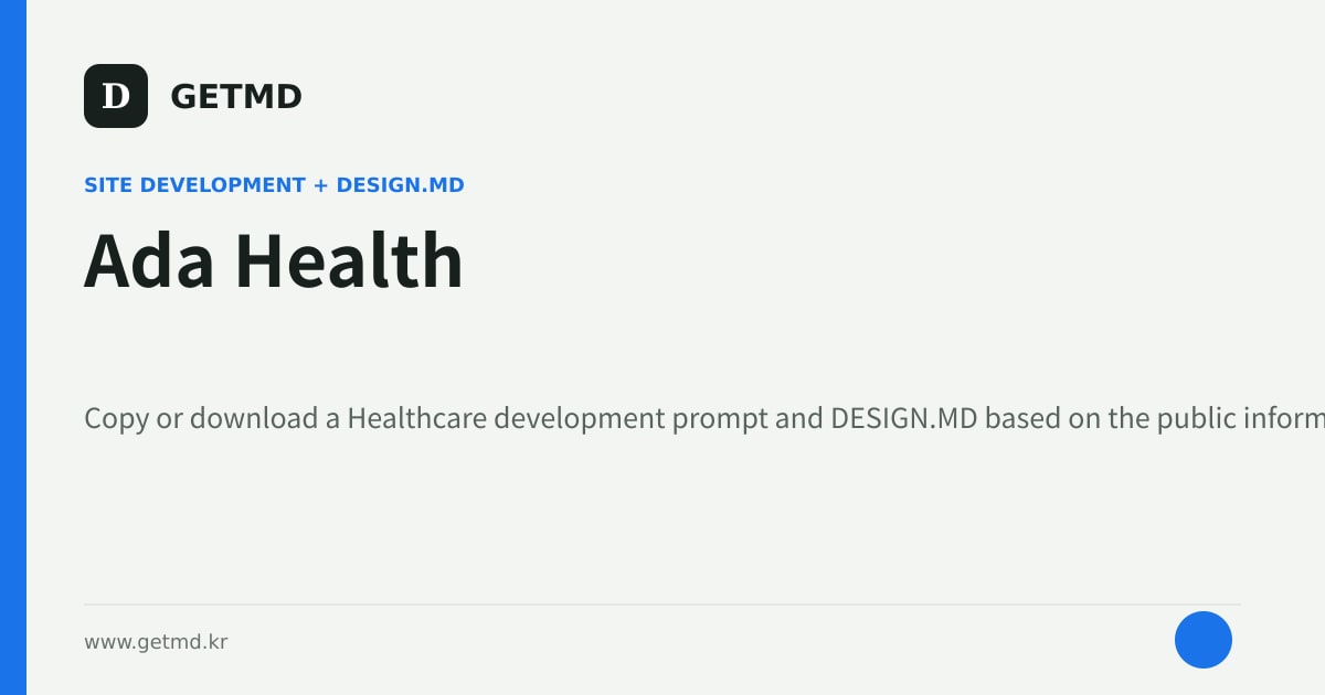 Ada Health website prompt and DESIGN.MD