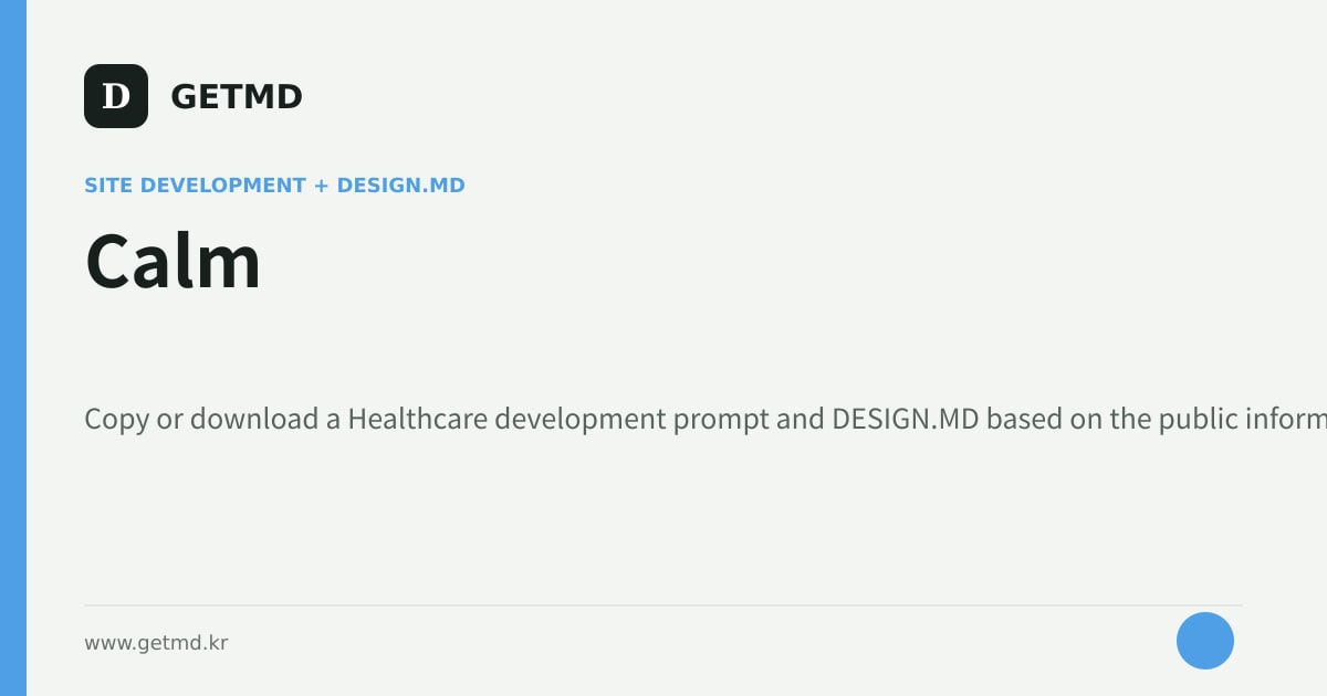 Calm website prompt and DESIGN.MD