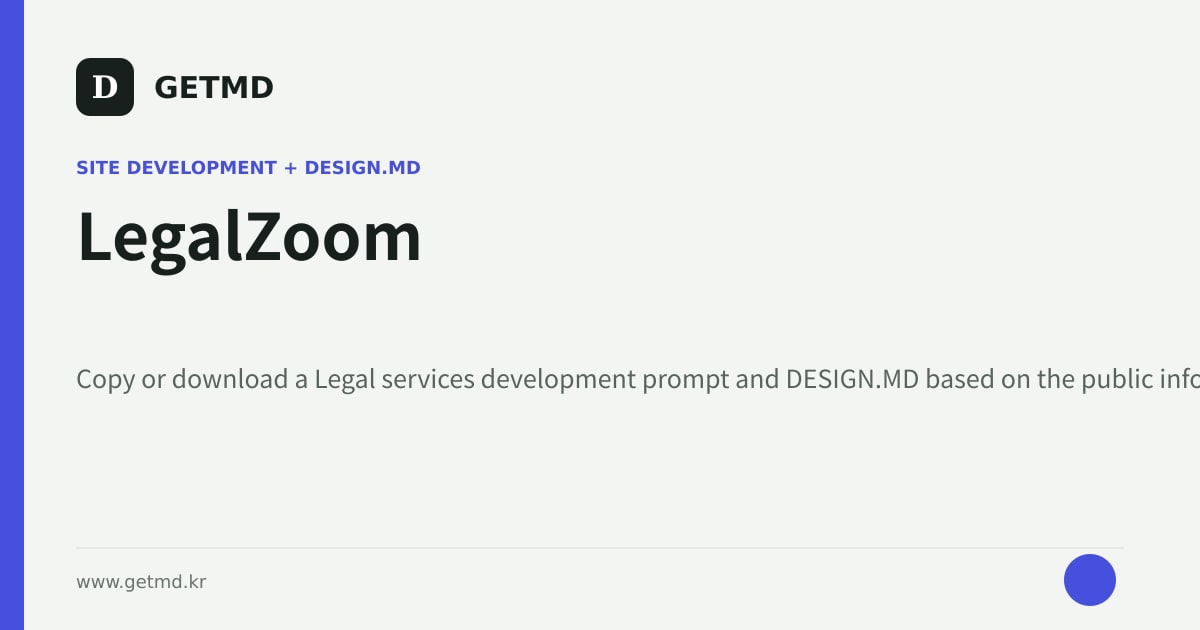 LegalZoom website prompt and DESIGN.MD