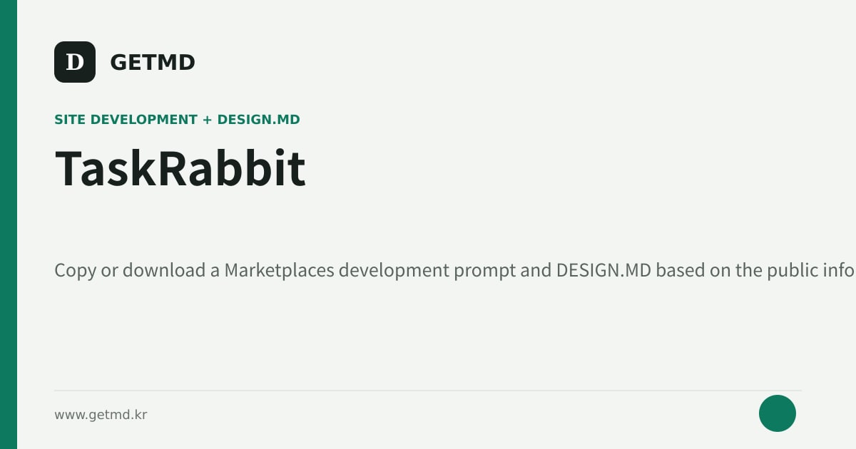 TaskRabbit website prompt and DESIGN.MD