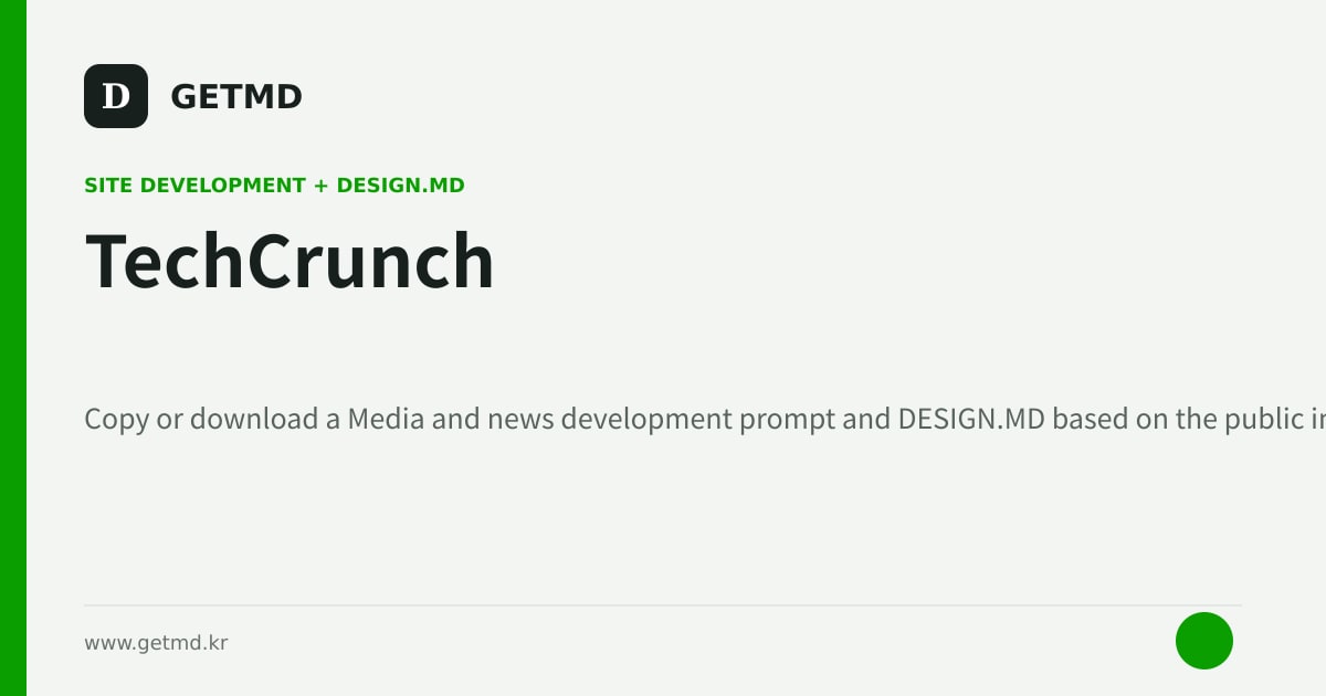 TechCrunch website prompt and DESIGN.MD