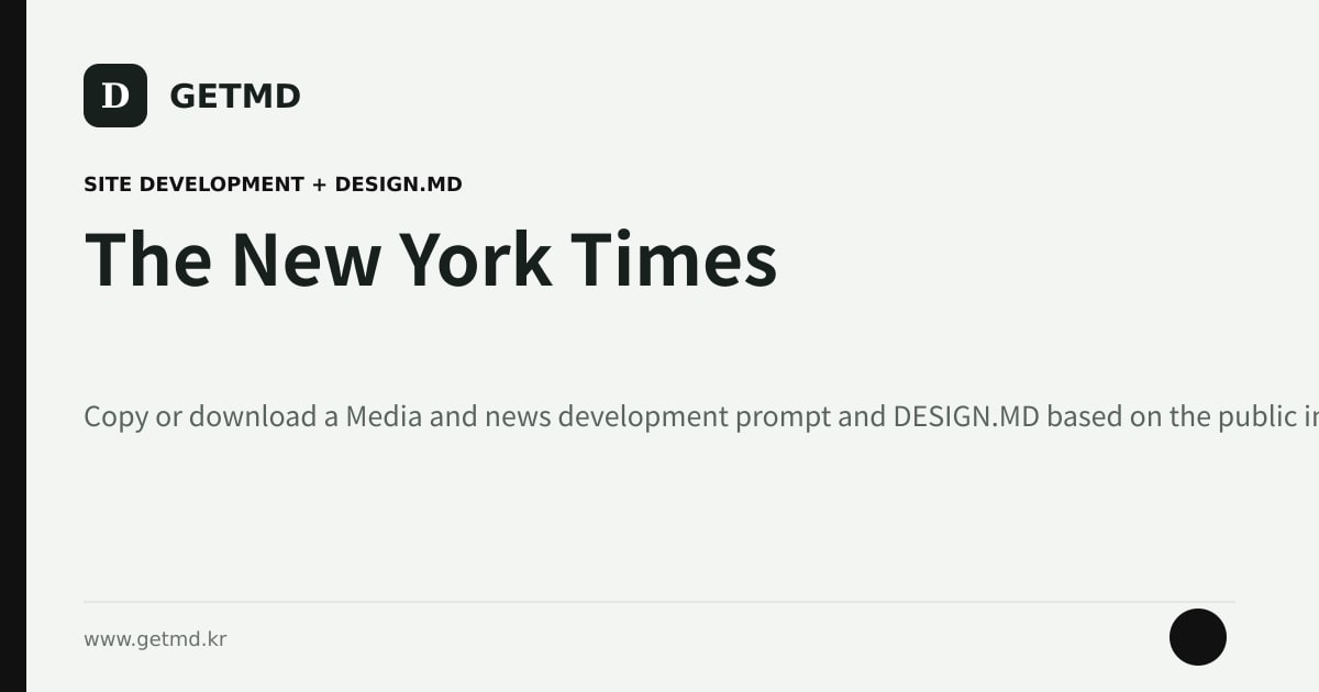 The New York Times website prompt and DESIGN.MD